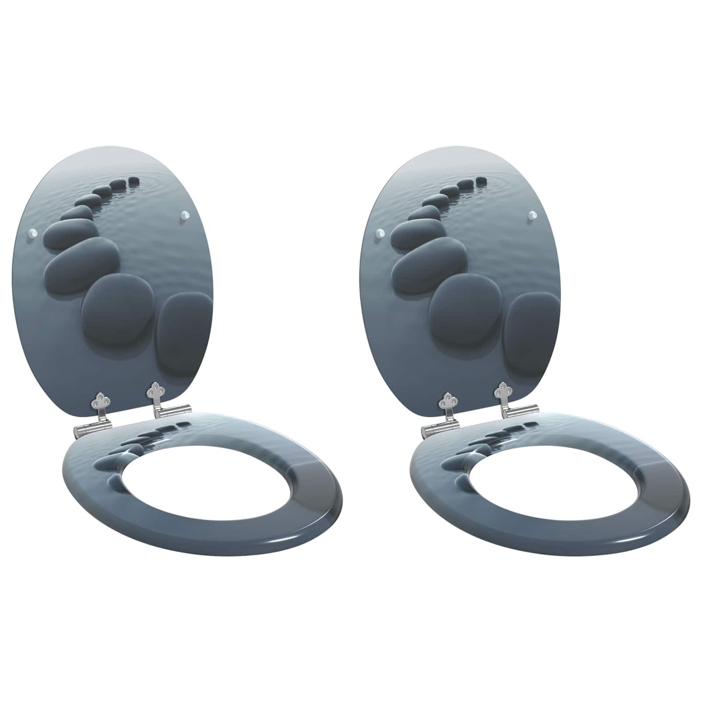 Sedile per toilette con chiusura morbida 2 pcs Grigio | homemem39