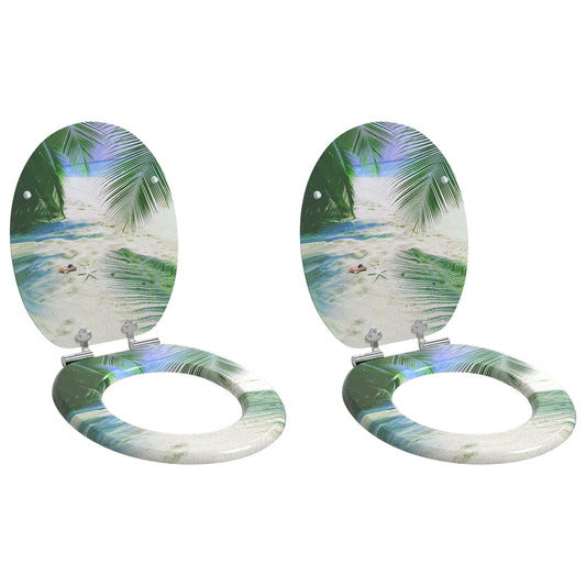 Sedile del WC 2 pcs Verde 43,8 x 37,8 cm Pannello MDF