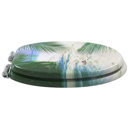 Sedile per toilette con chiusura morbida 2 pcs Verde 44 x 38 cm | homemem39