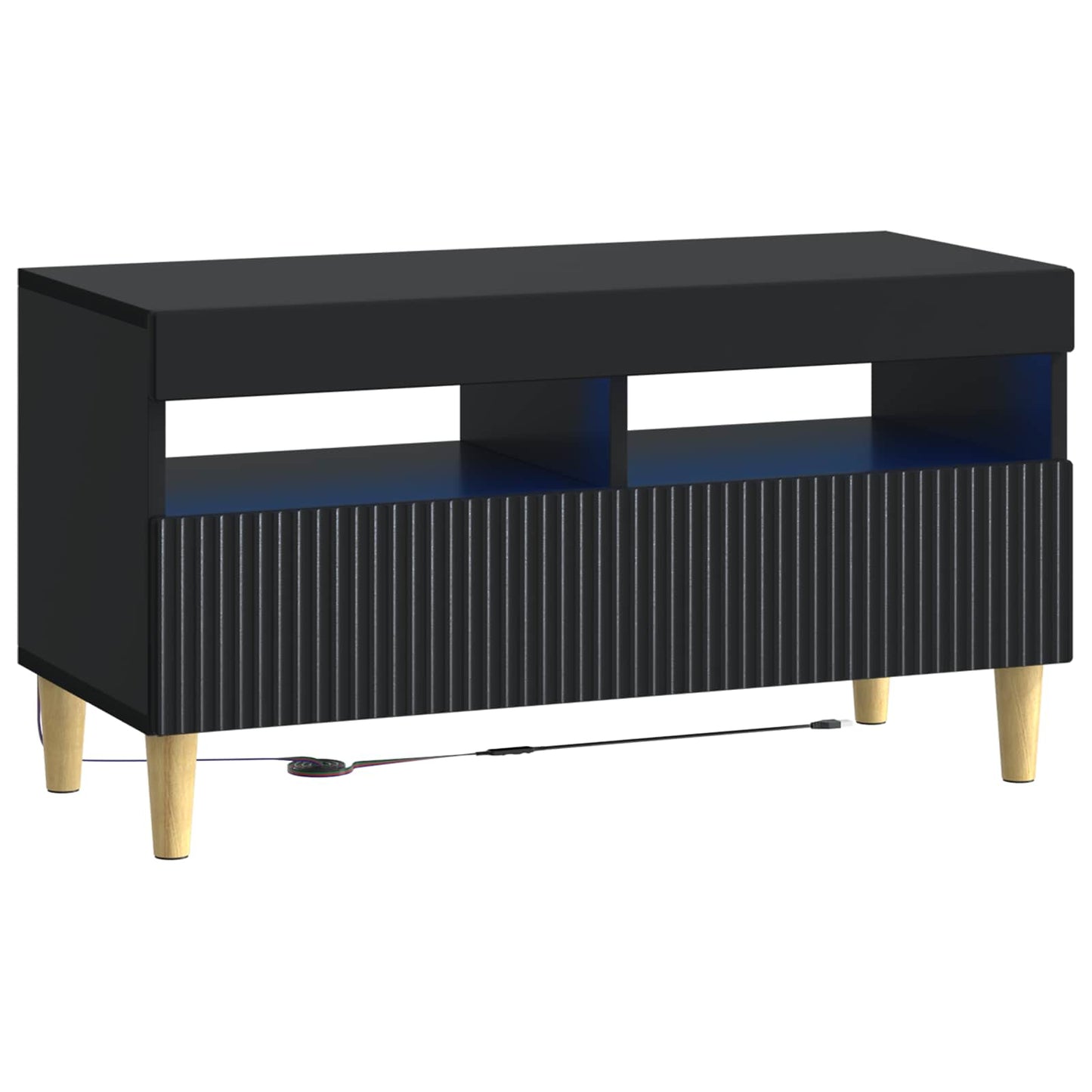 Mobile TV LED a 5 pezzi Nero Legno ingegnerizzato
