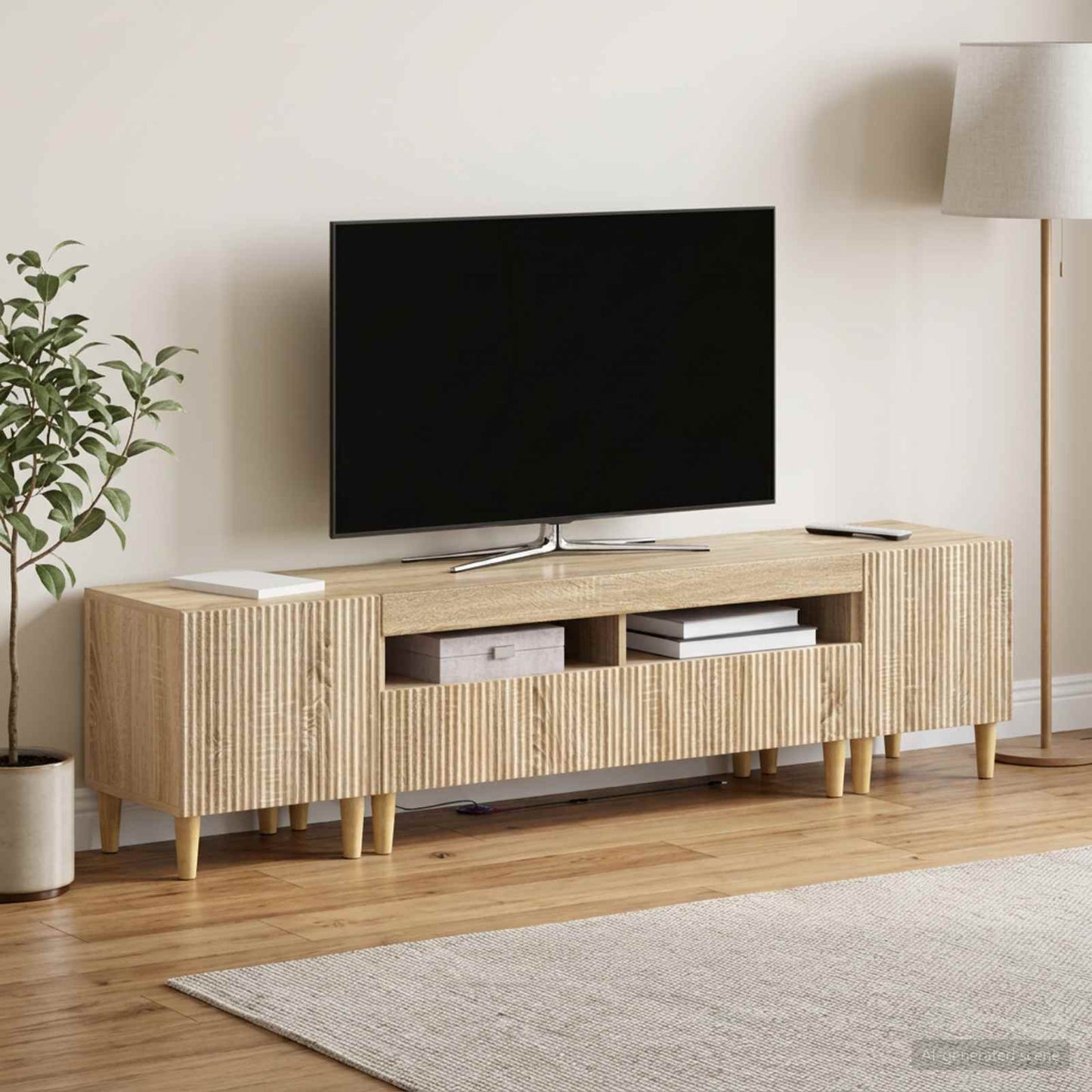 Mobile TV LED a 5 pezzi Rovere Sonoma Legno ingegnerizzato