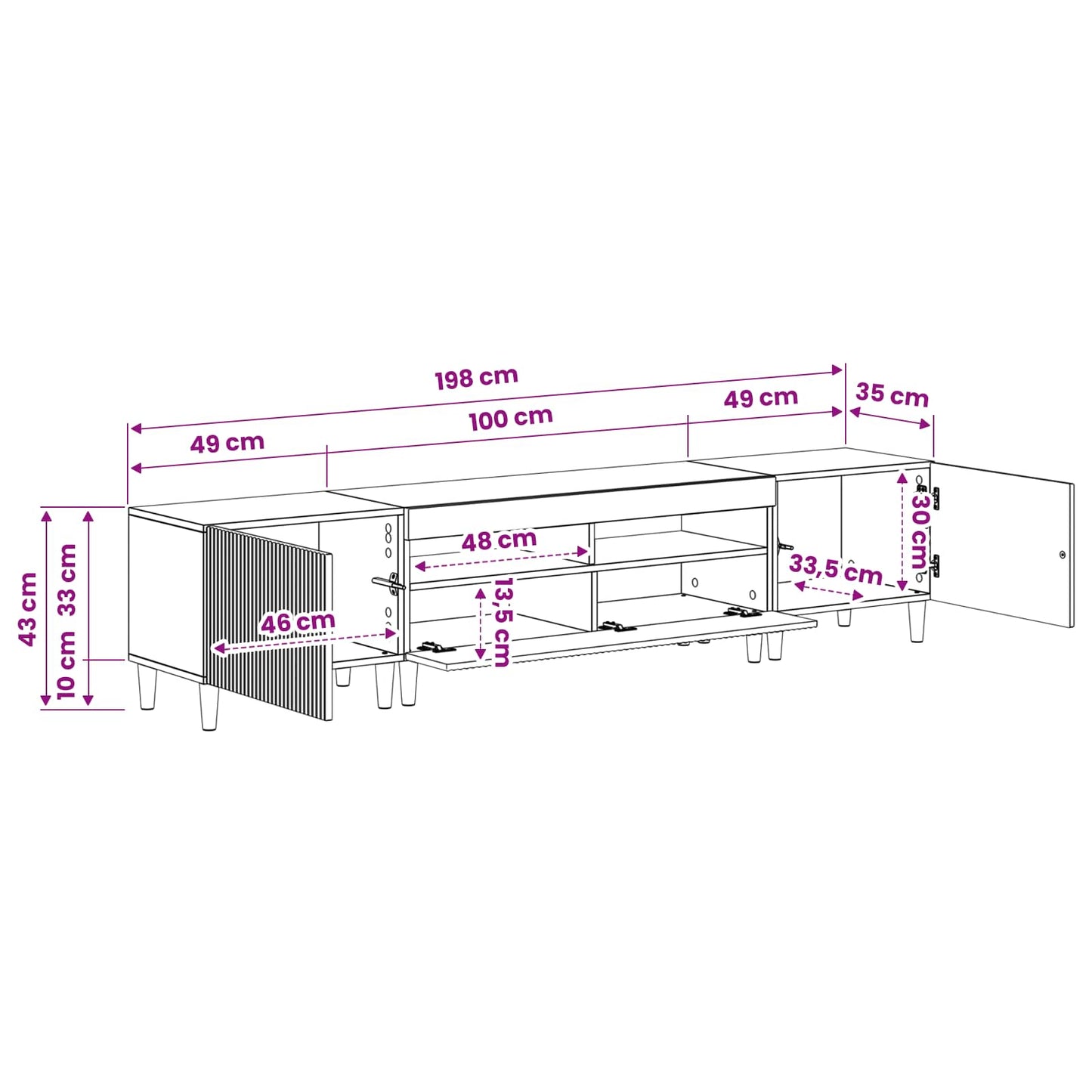 Mobile TV LED a 5 pezzi Rovere Sonoma Legno ingegnerizzato