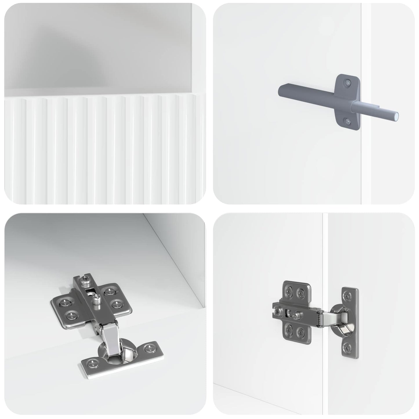 Mobile TV LED a 5 pezzi Bianco Lucido Legno ingegnerizzato