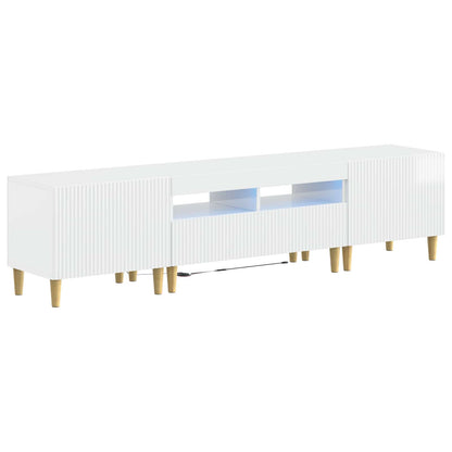 Mobile TV LED a 5 pezzi Bianco Lucido Legno ingegnerizzato