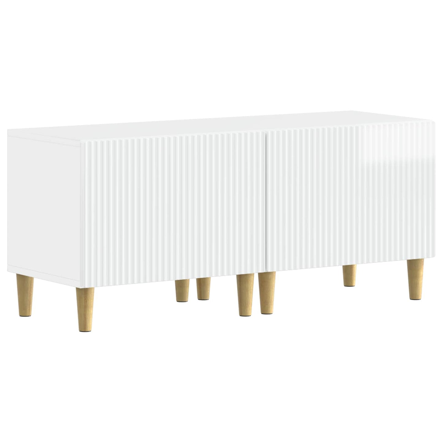 Mobile TV LED a 5 pezzi Bianco Lucido Legno ingegnerizzato