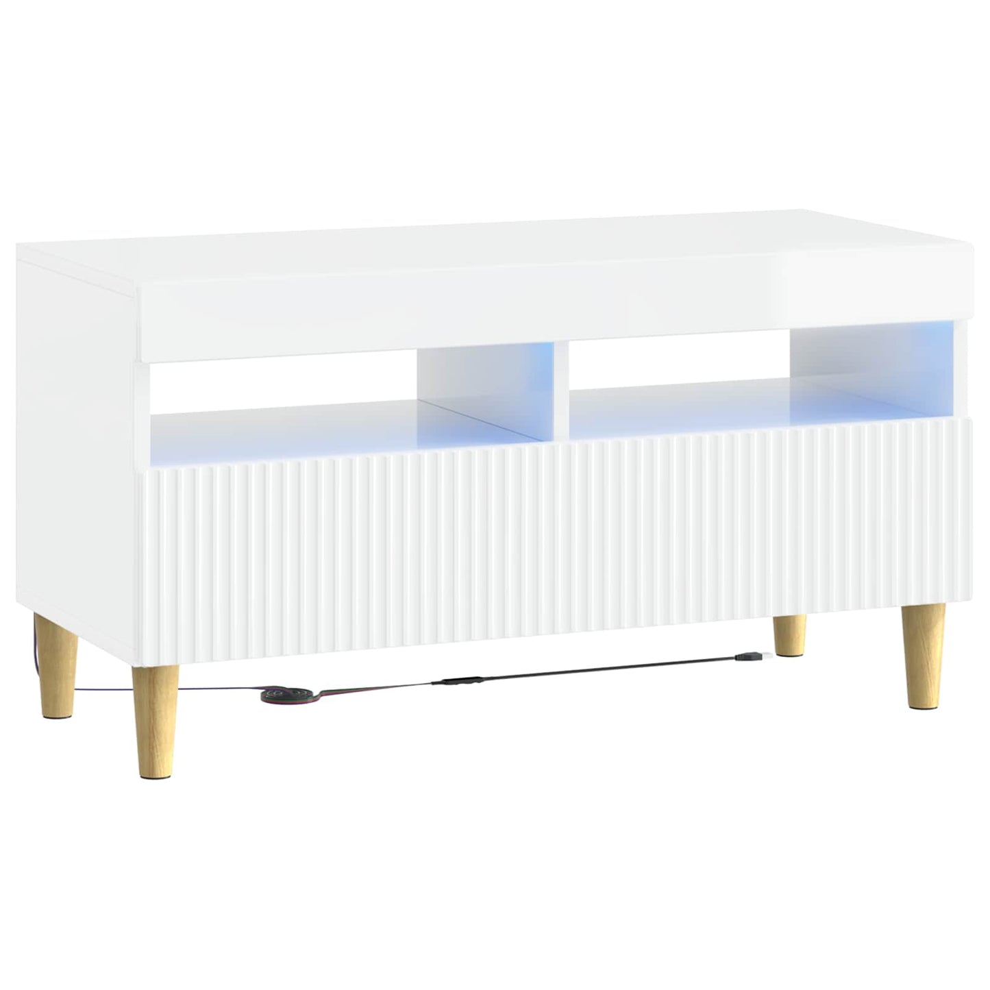 Mobile TV LED a 5 pezzi Bianco Lucido Legno ingegnerizzato