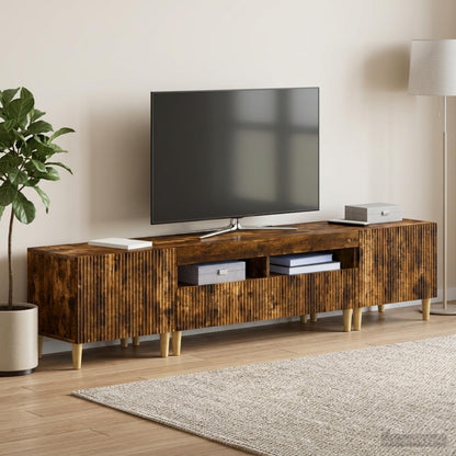 Mobile TV LED a 5 pezzi ARNHEM Rovere Fumo Legno ingegnerizzato
