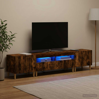 Mobile TV LED a 5 pezzi ARNHEM Rovere Fumo Legno ingegnerizzato