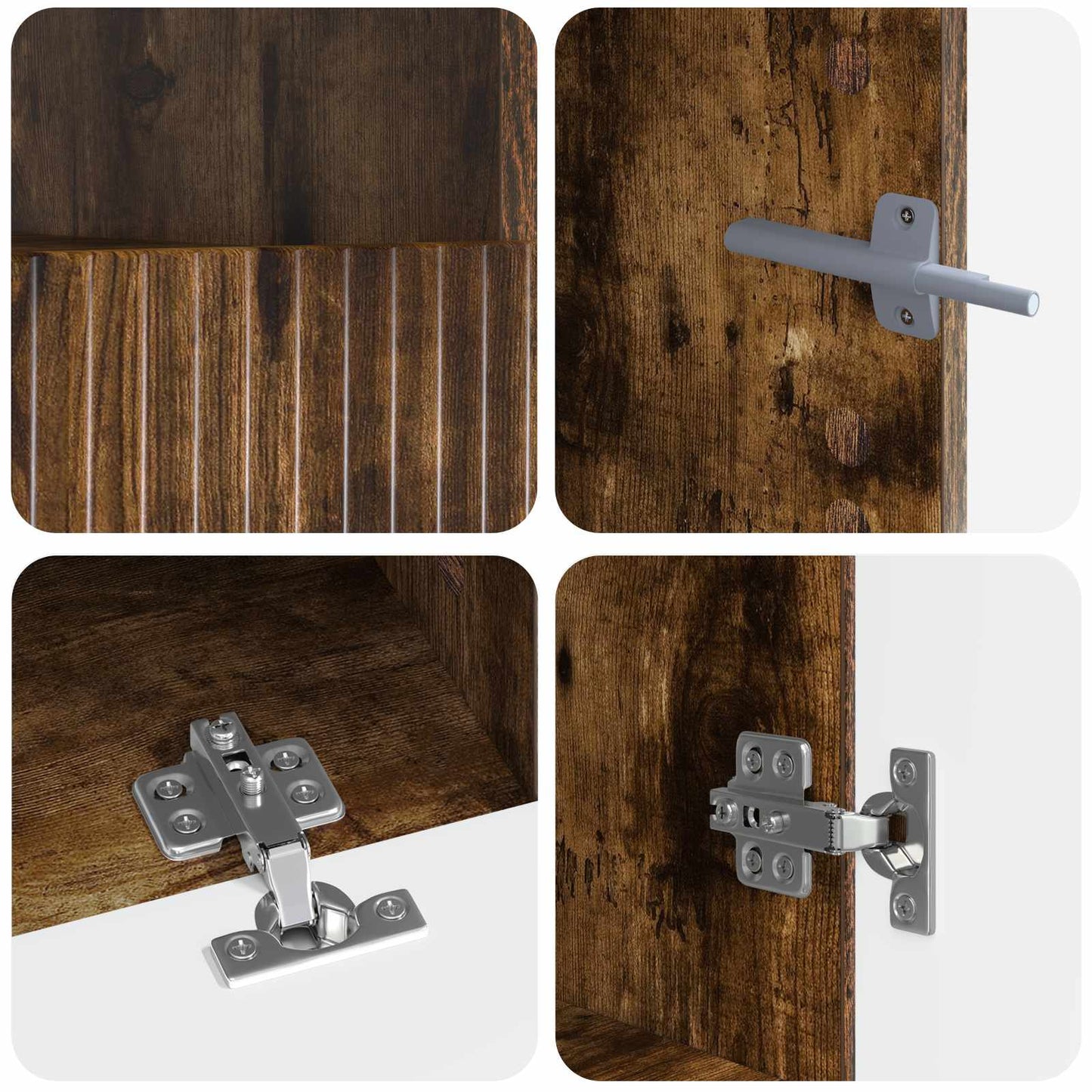 Mobile TV LED a 5 pezzi Rovere Fumo Legno ingegnerizzato