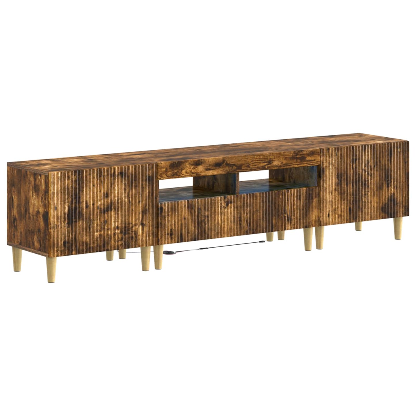 Mobile TV LED a 5 pezzi Rovere Fumo Legno ingegnerizzato