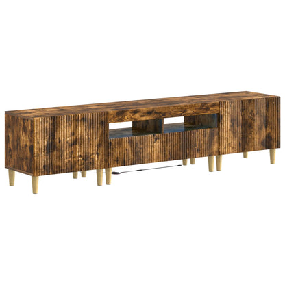 Mobile TV LED a 5 pezzi Rovere Fumo Legno ingegnerizzato
