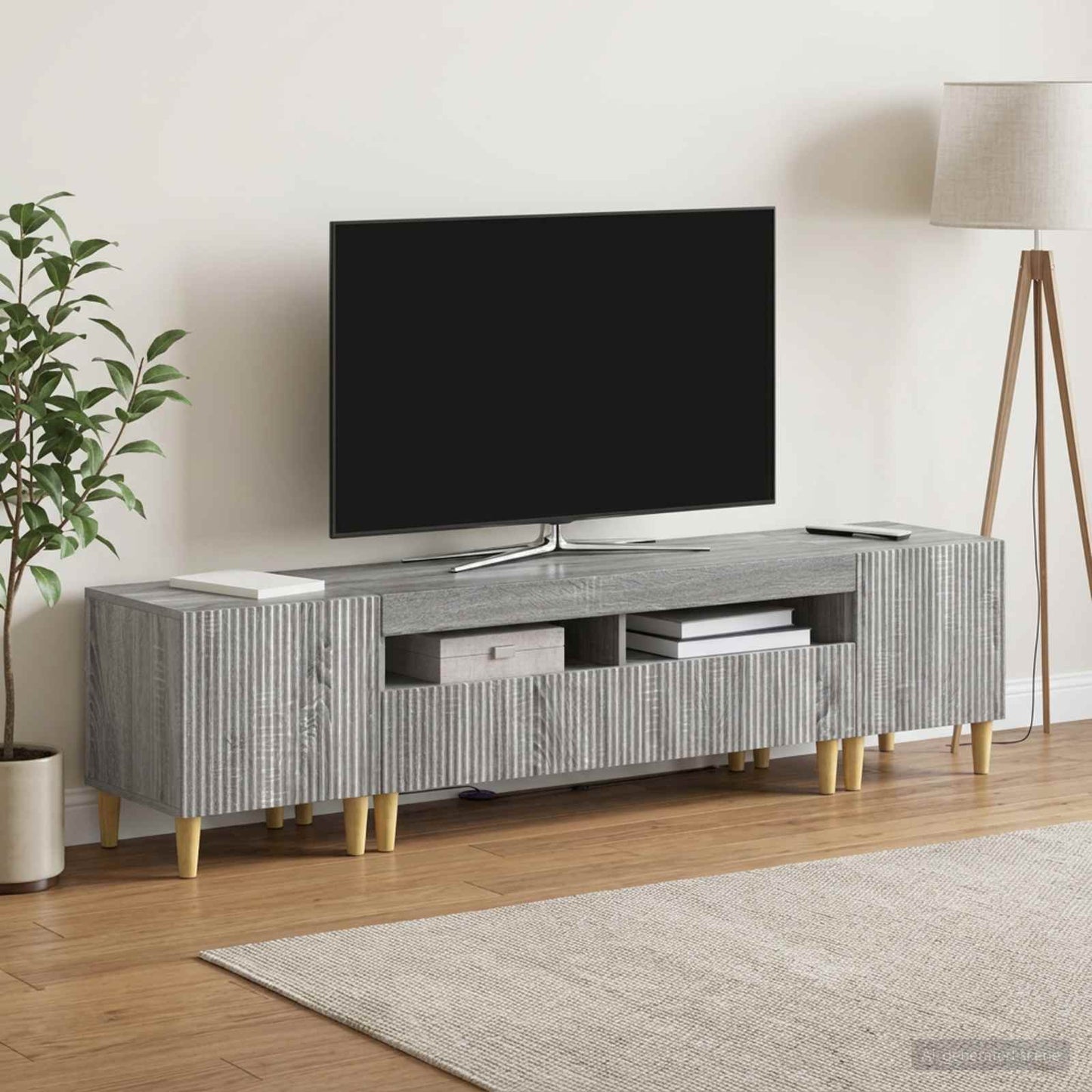 Mobile TV LED a 5 pezzi Sonoma grigio Legno ingegnerizzato