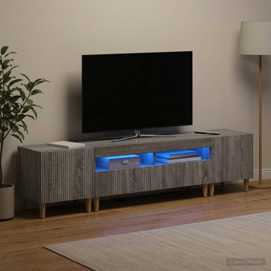 Mobile TV LED a 5 pezzi Sonoma grigio Legno ingegnerizzato - homemem39