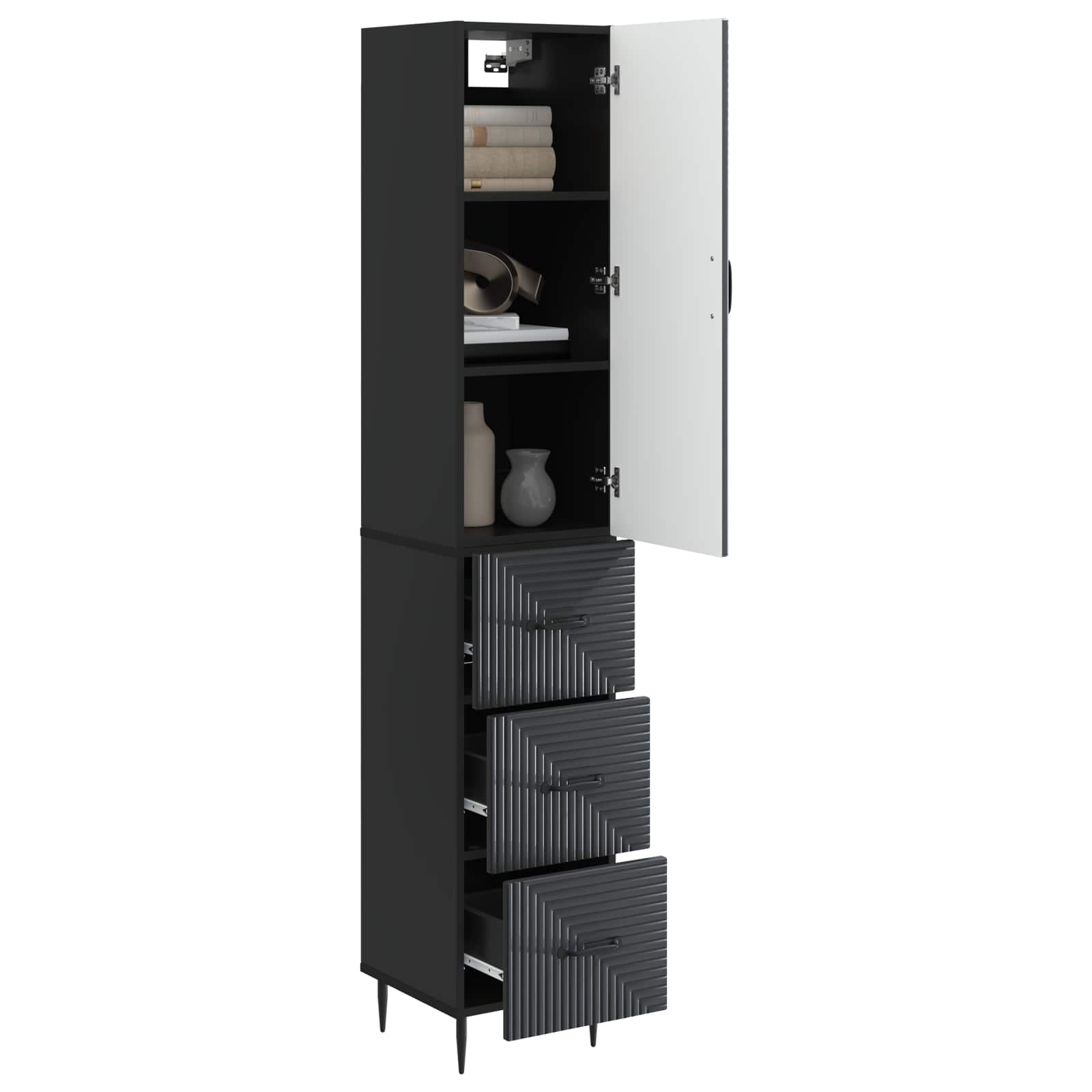 Set di armadi 2 pcs Nero 33 x 34,5 x 90 cm Legno ingegnerizzato | homemem39