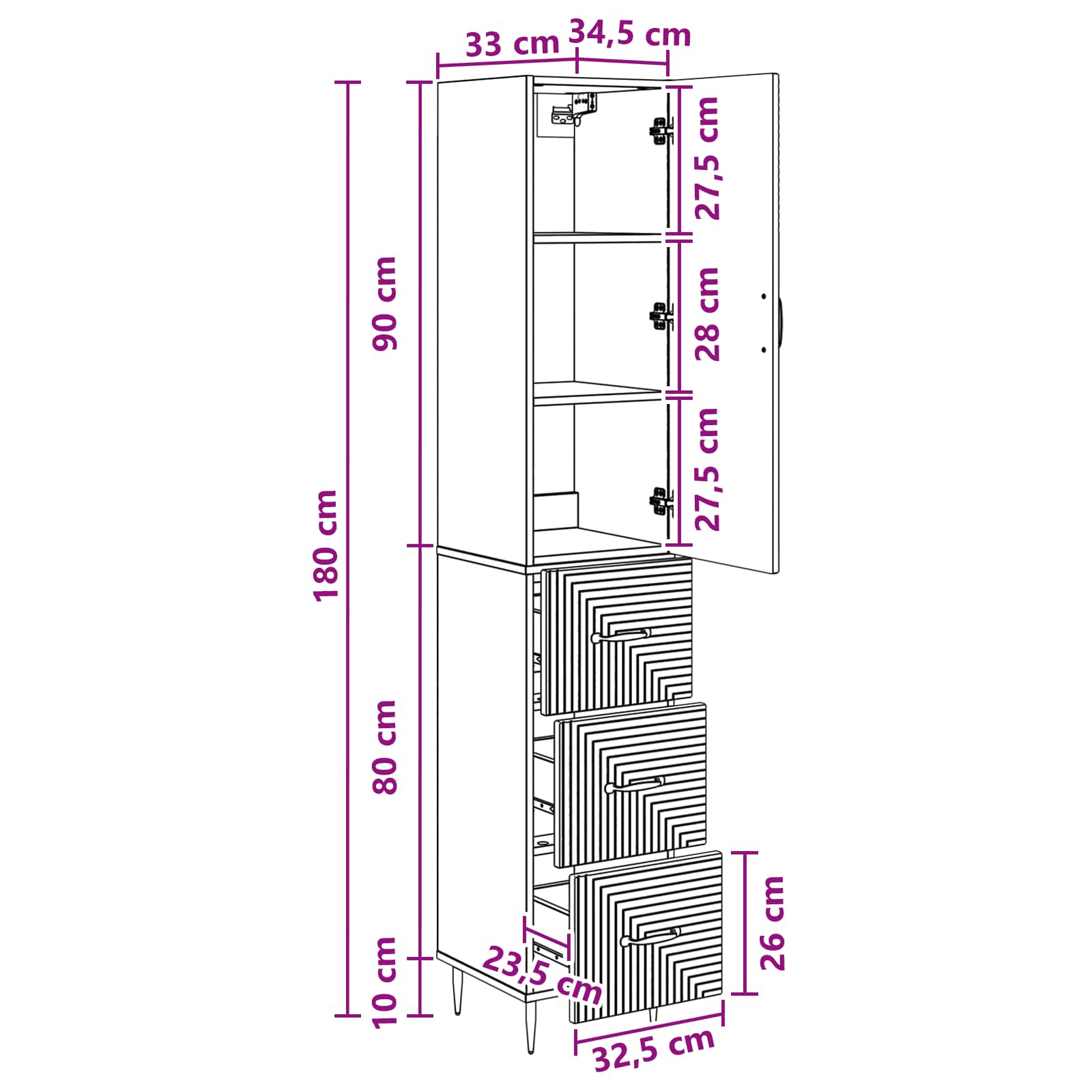 Set di armadi 2 pcs Bianco Lucido 33 x 34,5 x 90 cm | homemem39