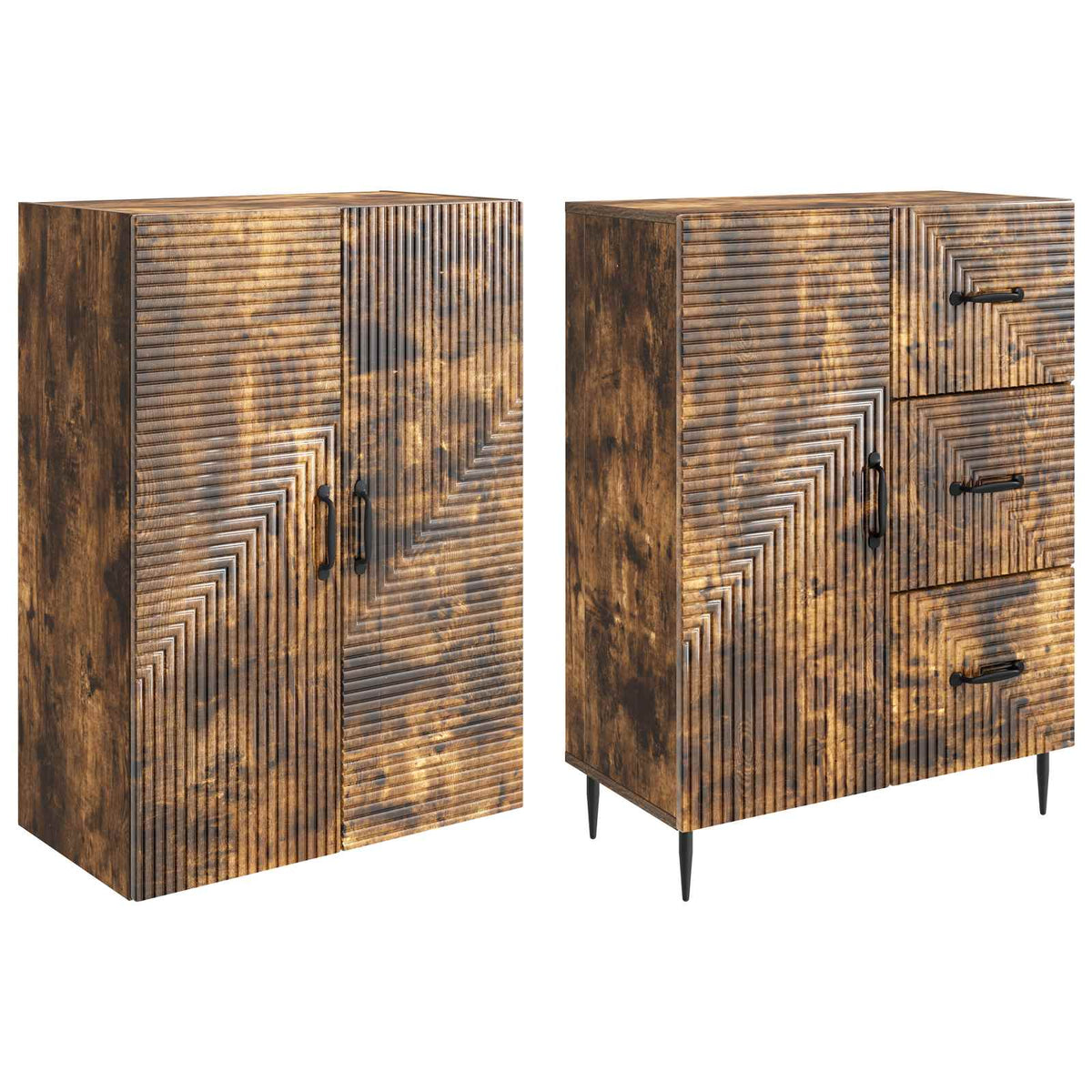 Set di armadi 2 pz Rovere Fumo Legno ingegnerizzato