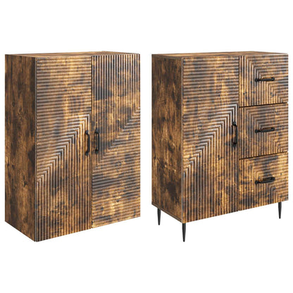 Set di armadi 2 pz Rovere Fumo Legno ingegnerizzato