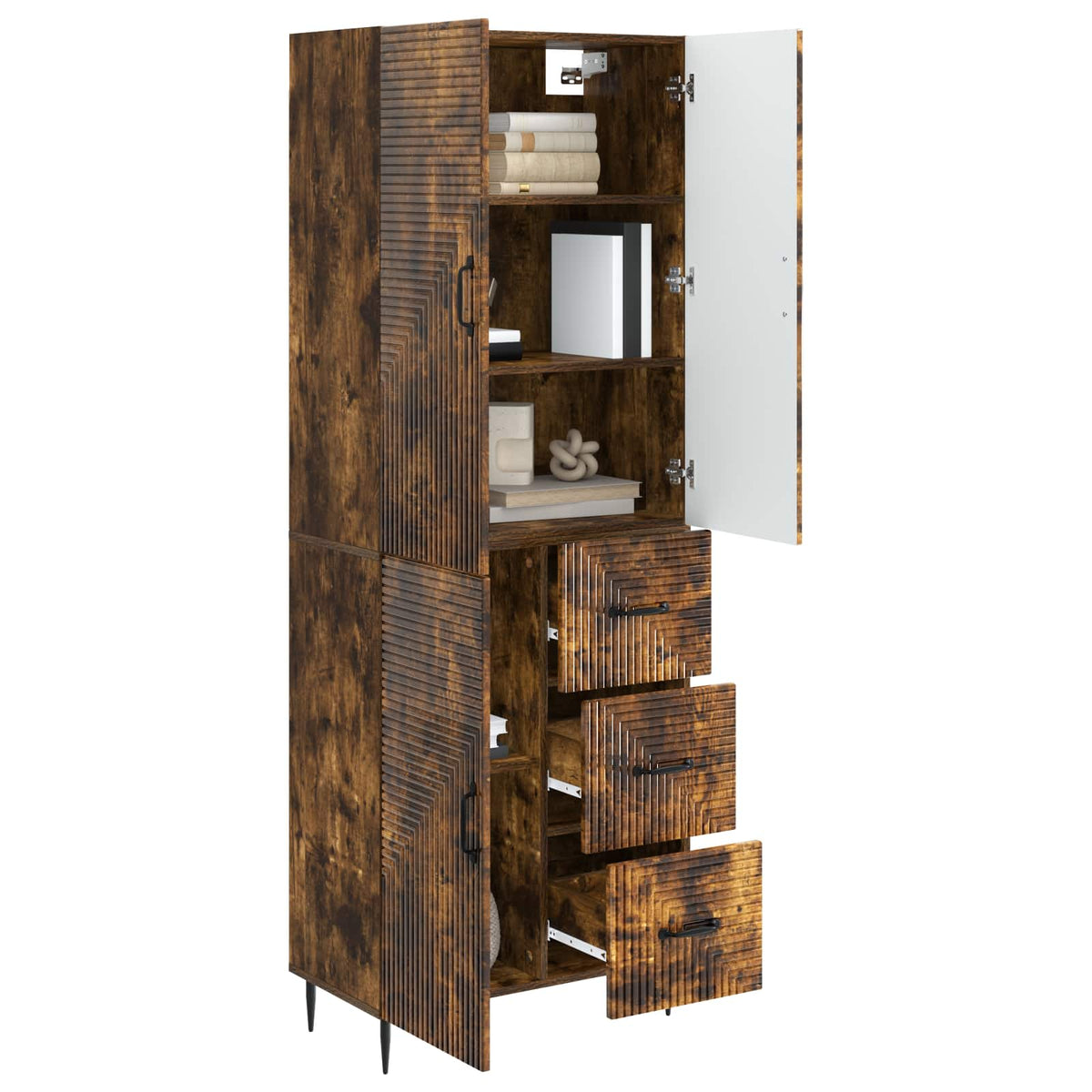 Set di armadi 2 pz Rovere Fumo Legno ingegnerizzato