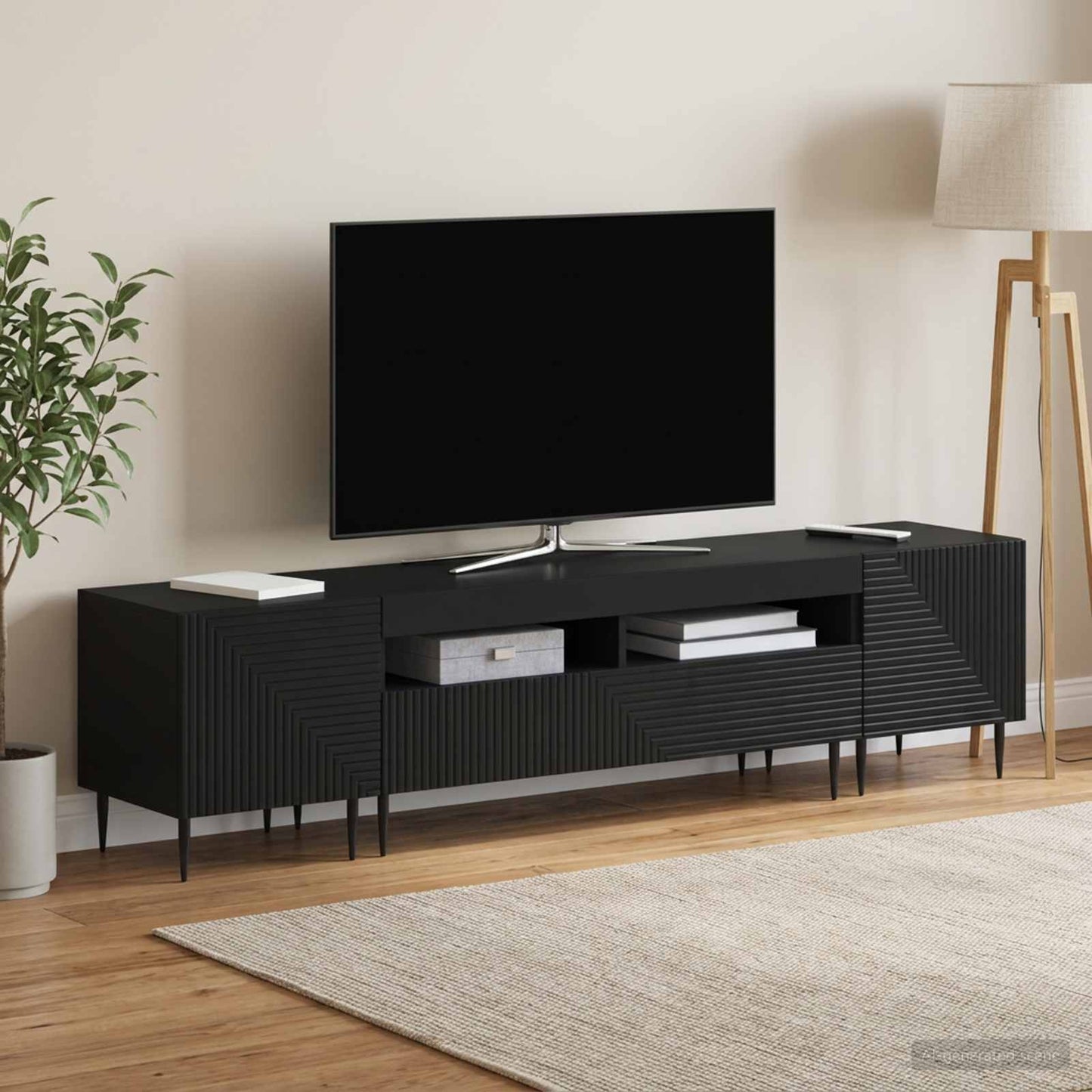 Mobile TV LED a 3 pezzi Nero Legno ingegnerizzato