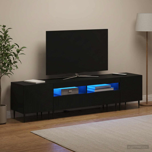 Mobile TV LED a 3 pezzi Nero Legno ingegnerizzato - homemem39