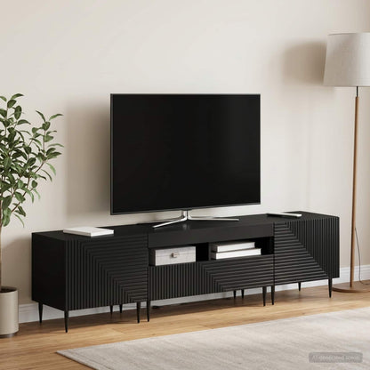 Mobile TV LED a 3 pezzi Nero Legno ingegnerizzato