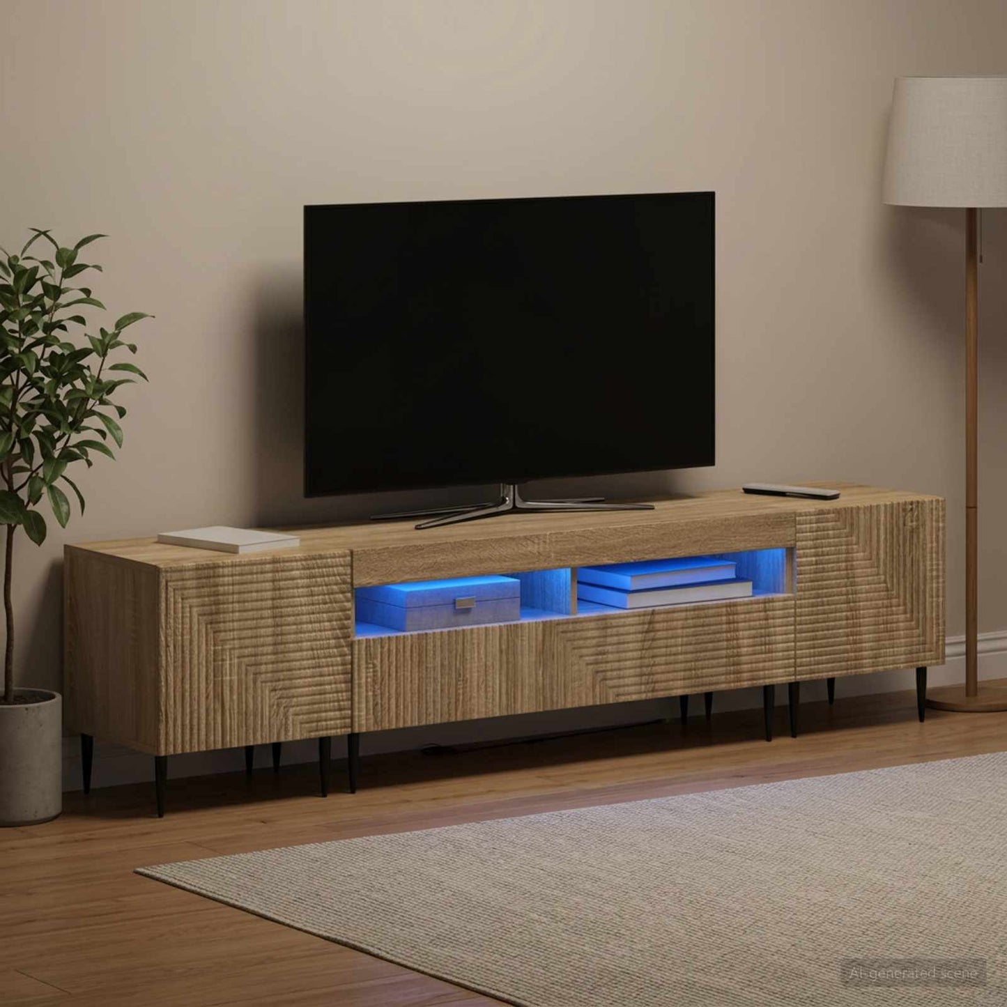 Mobile TV LED a 3 pezzi Rovere Sonoma Legno ingegnerizzato