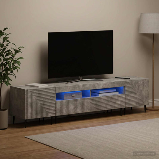 Mobile TV LED a 3 pezzi Grigio Cemento Legno ingegnerizzato - homemem39