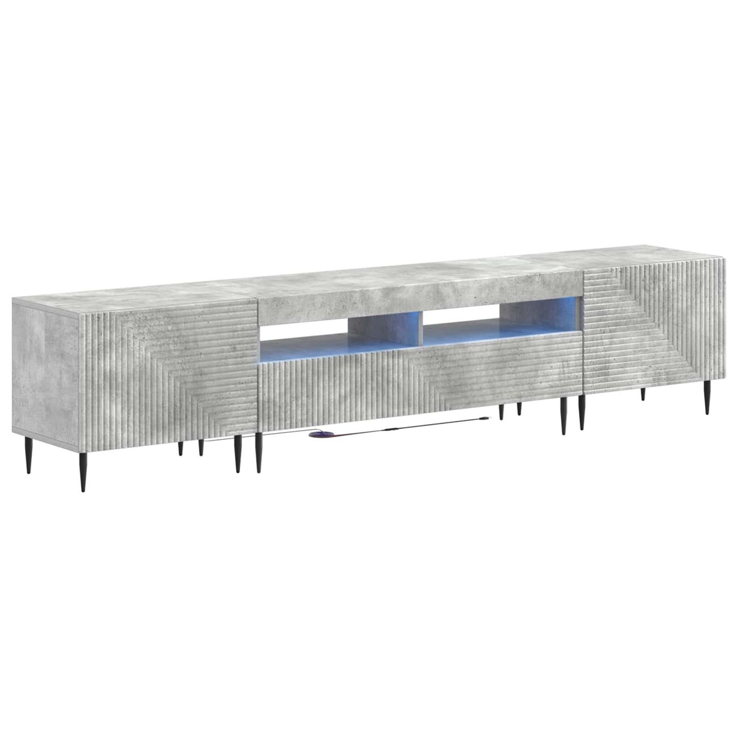 Mobile TV LED a 3 pezzi Grigio Cemento Legno ingegnerizzato