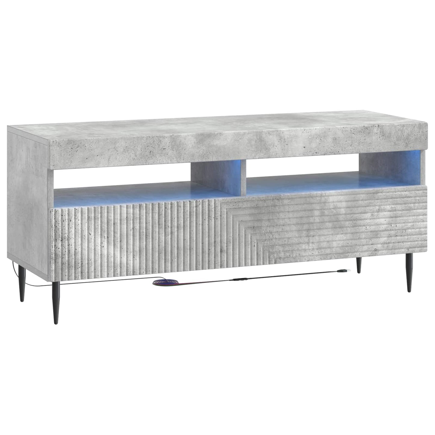Mobile TV LED a 3 pezzi Grigio Cemento Legno ingegnerizzato