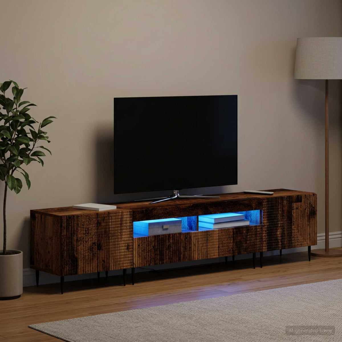 Mobile TV LED a 3 pezzi Legno antico Legno ingegnerizzato - homemem39