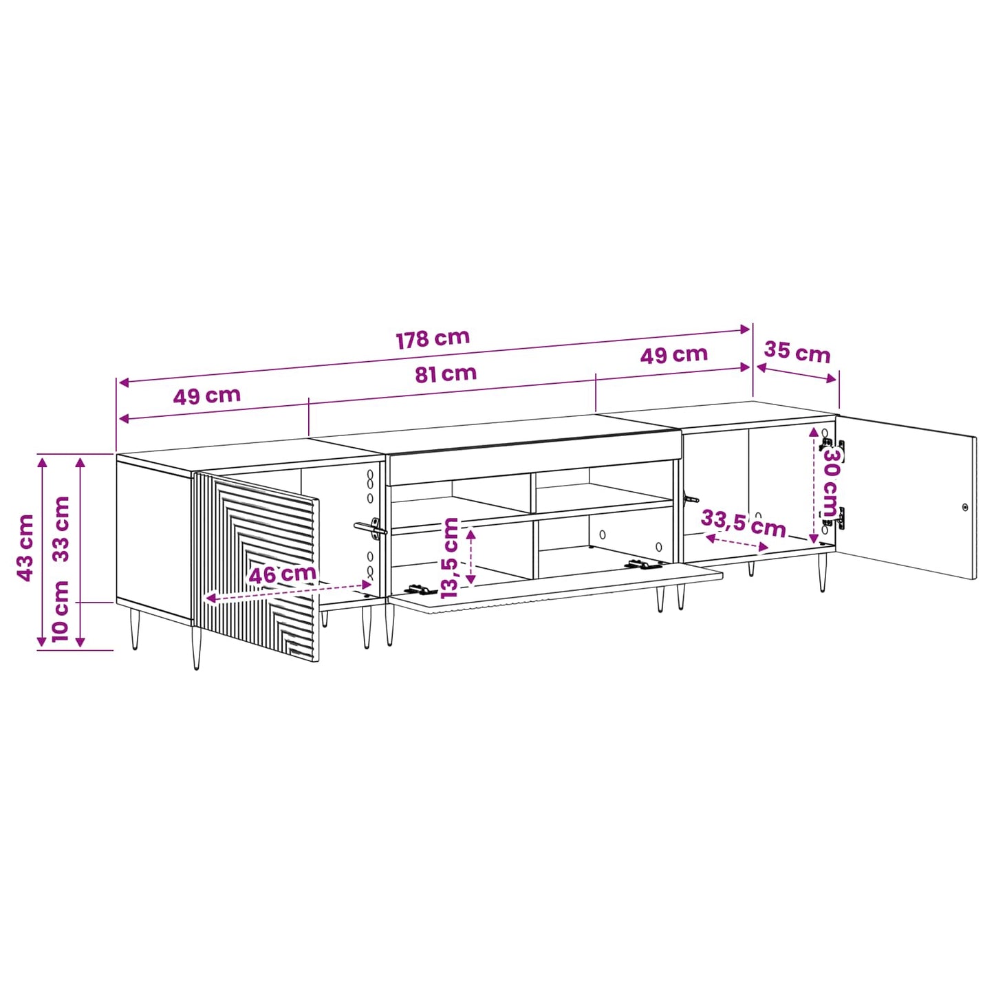 Mobile TV LED a 3 pezzi Legno antico Legno ingegnerizzato
