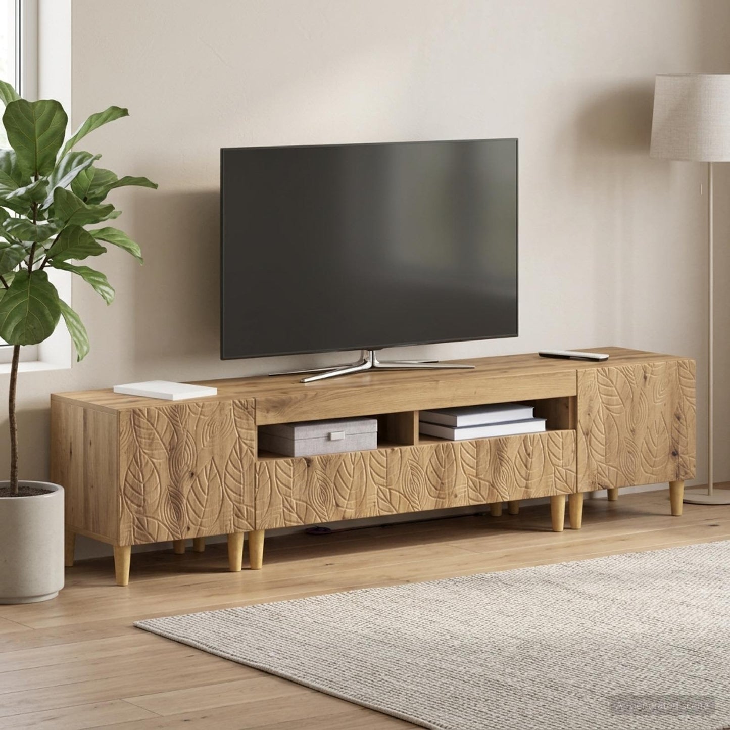 Mobile TV LED a 5 pezzi Rovere Artigianale Legno ingegnerizzato