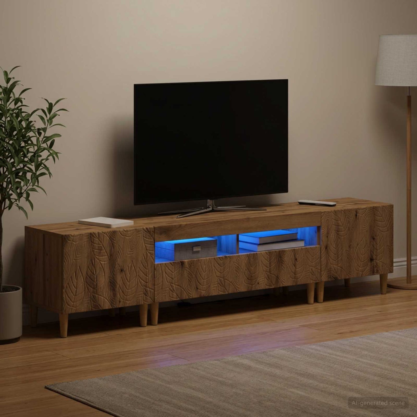 Mobile TV LED a 5 pezzi Rovere Artigianale Legno ingegnerizzato
