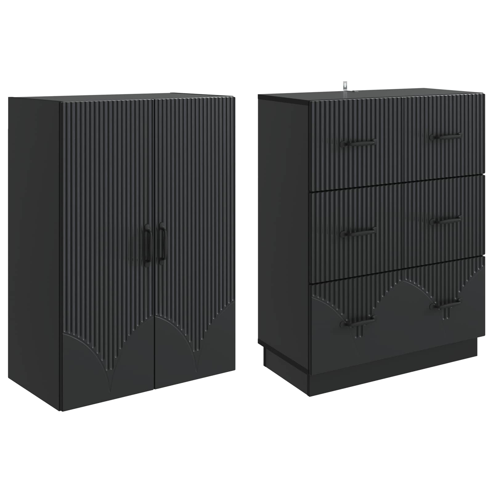 Set di armadi 2 pcs Nero 66 x 34,5 x 87 cm Legno ingegnerizzato | homemem39