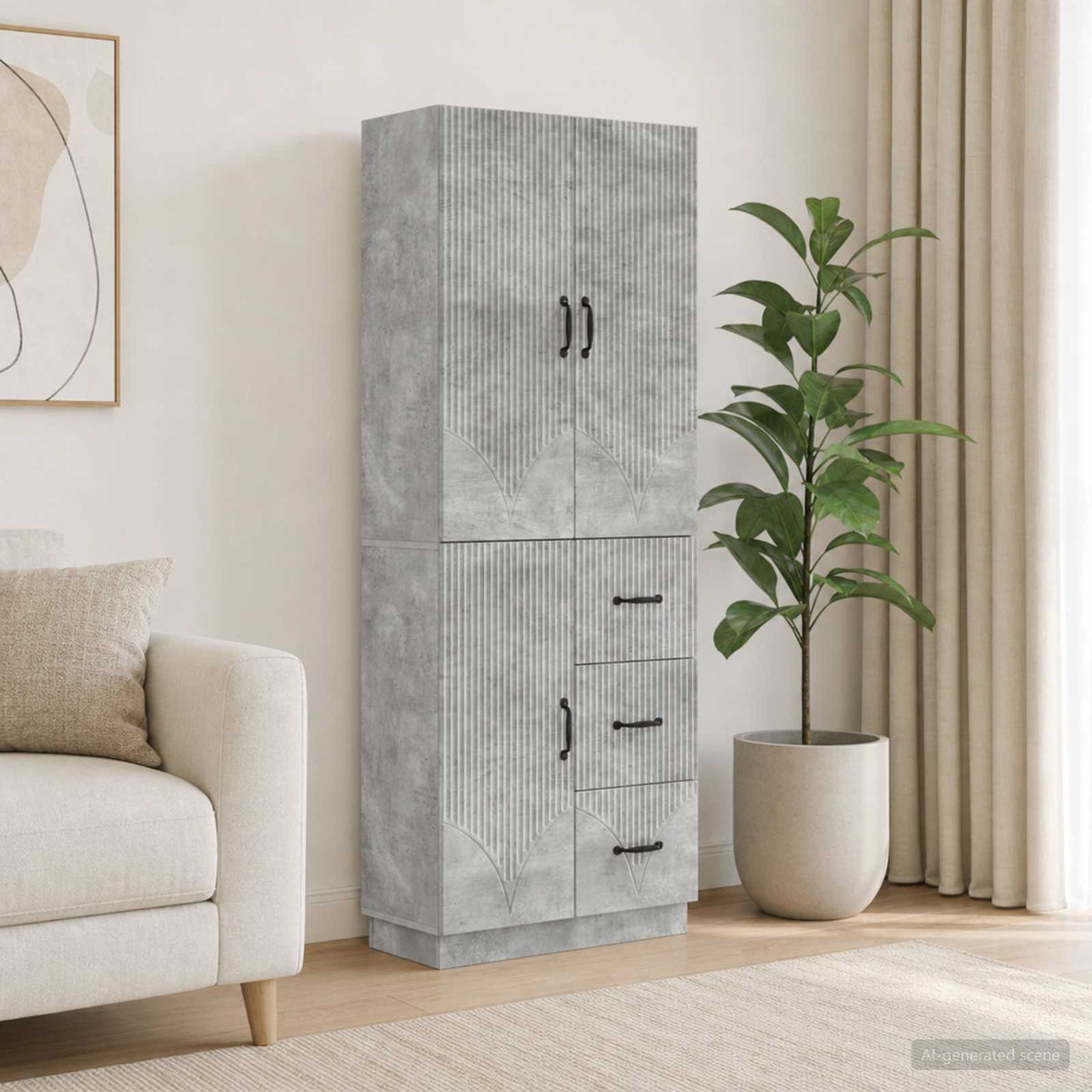 Set di armadi 2 pz Grigio Cemento Legno ingegnerizzato | homemem39