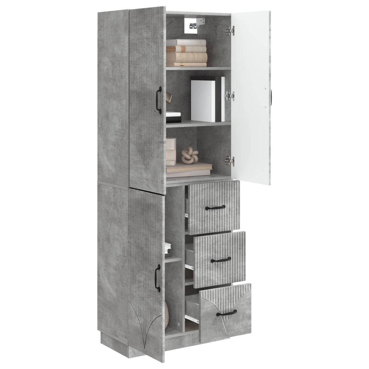 Set di armadi 2 pz Grigio Cemento Legno ingegnerizzato | homemem39