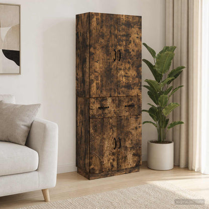 Set di armadi 2 pz Rovere Fumo Legno ingegnerizzato