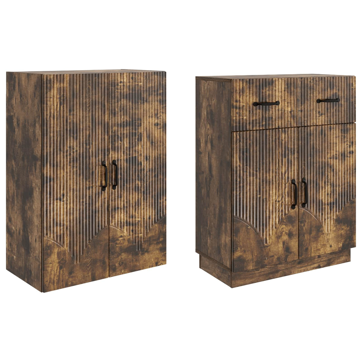 Set di armadi 2 pz Rovere Fumo Legno ingegnerizzato