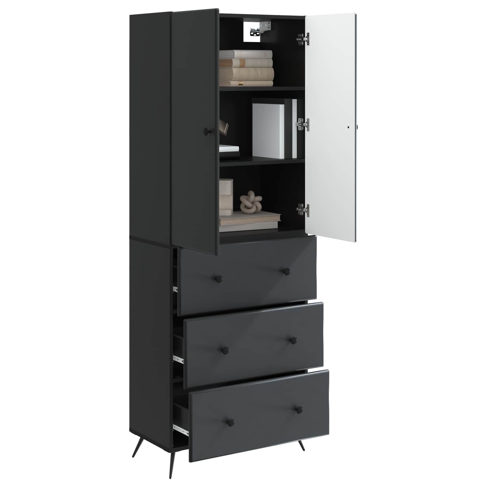 Set di armadi 2 pcs Nero 66 x 34,5 x 90 cm Legno ingegnerizzato | homemem39