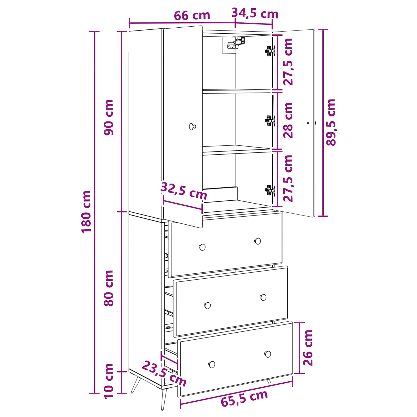Set di armadi 2 pcs Rovere Fumo 66 x 34,5 x 90 cm | homemem39
