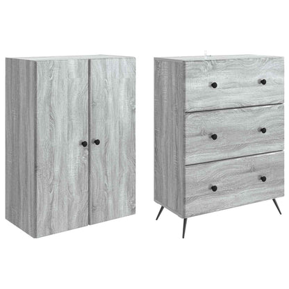 Set di armadi 2 pcs Sonoma grigio 66 x 34,5 x 90 cm | homemem39
