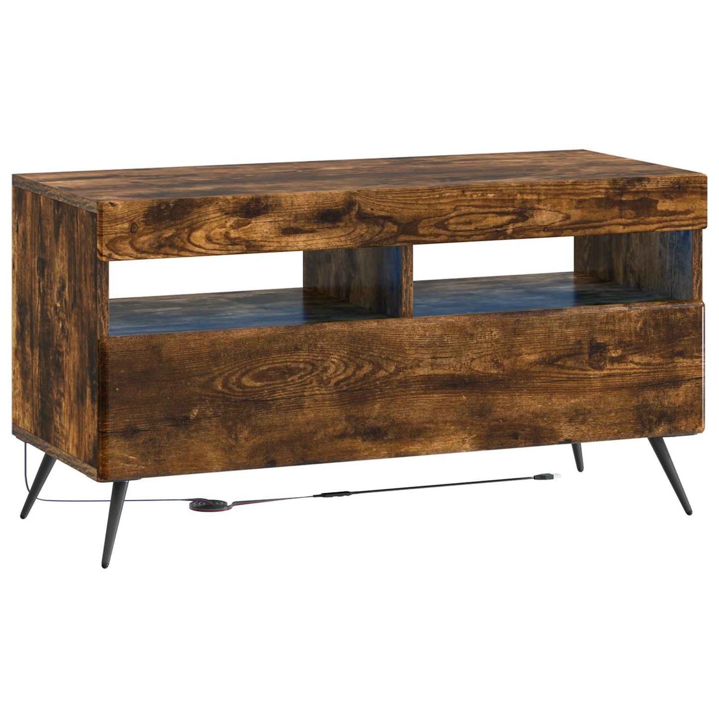 Mobile TV LED a 5 pezzi Rovere Fumo Legno ingegnerizzato