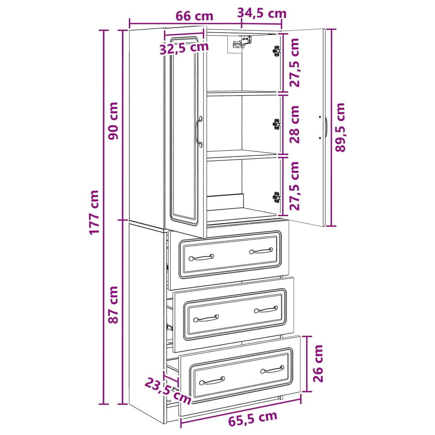 Set di armadi 2 pcs Rovere Fumo 66 x 34,5 x 87 cm | homemem39