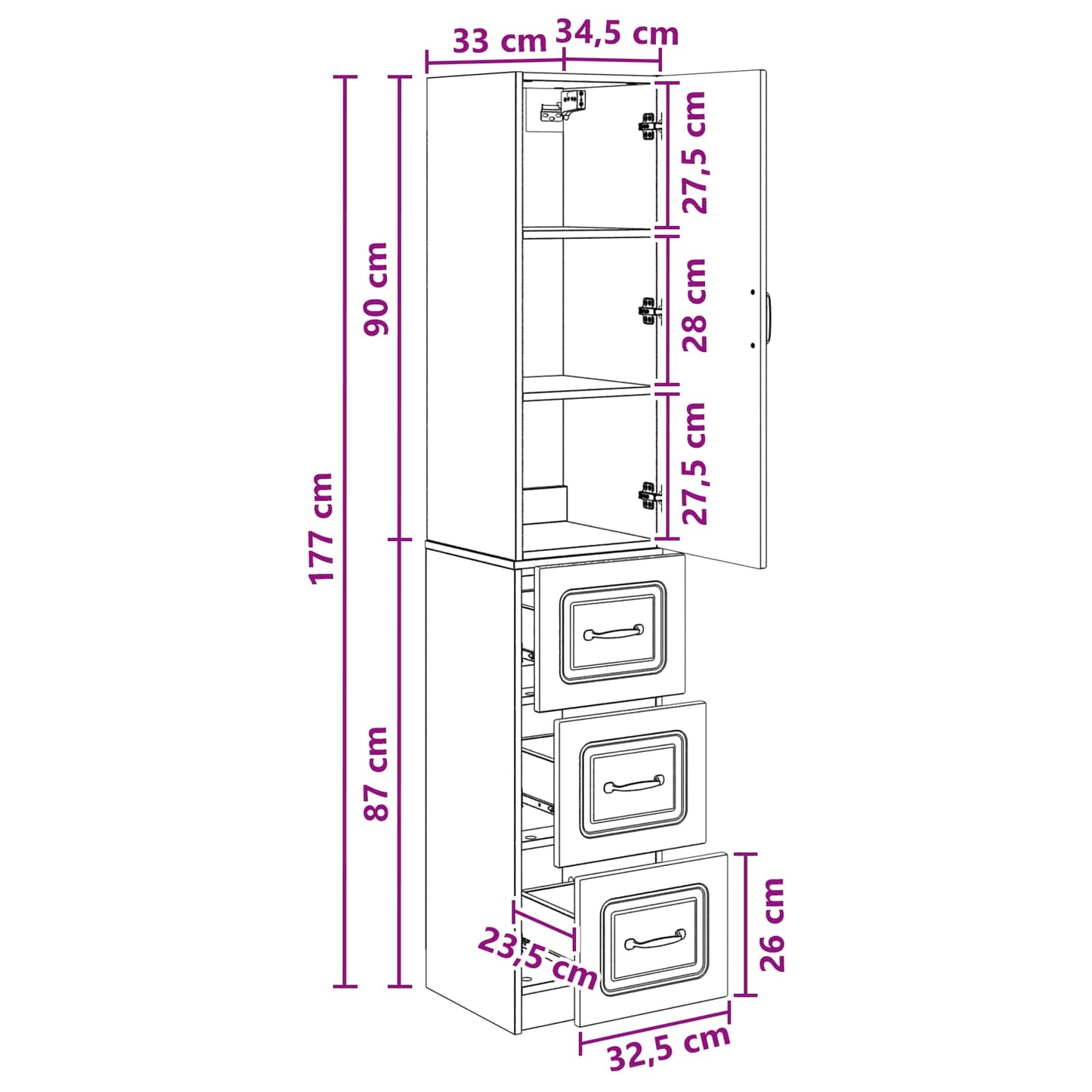 Set di armadi 2 pcs Rovere Sonoma 33 x 34,5 x 87 cm | homemem39