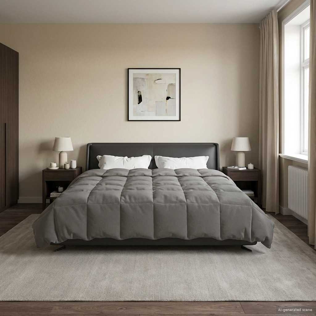 Duvet Estivo Trapuntato Grigio chiaro 200 x 200 cm Microfibra | homemem39