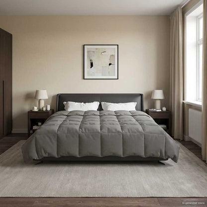 Duvet Estivo Trapuntato Grigio chiaro 200 x 200 cm Microfibra | homemem39