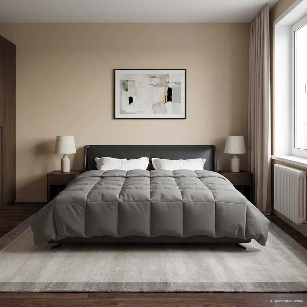 Duvet Estivo Trapuntato Grigio chiaro 200 x 240 cm Microfibra | homemem39