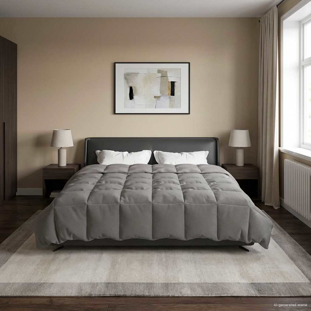 Duvet Estivo Trapuntato Grigio chiaro 220 x 240 cm Microfibra | homemem39