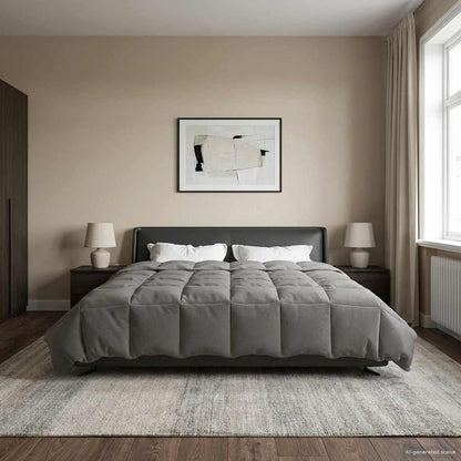 Duvet Estivo Trapuntato Grigio chiaro 220 x 260 cm Microfibra | homemem39