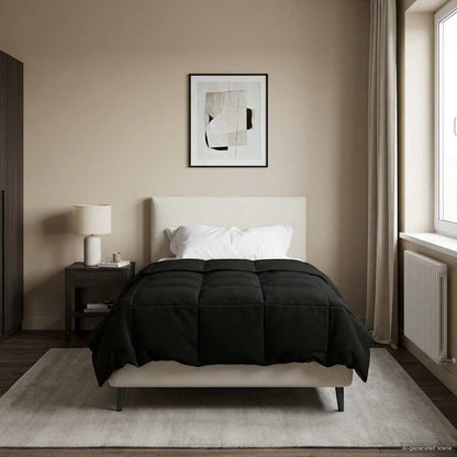 Duvet Estivo Trapuntato Nero 140 x 220 cm Microfibra